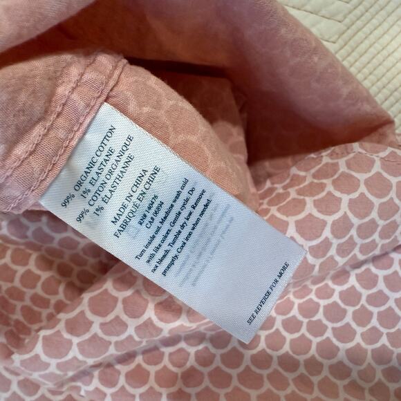 Faherty Organic Cotton Button Down Shirt Men M Pink Scallop Print Resort Wear SS - Picture 5 of 9